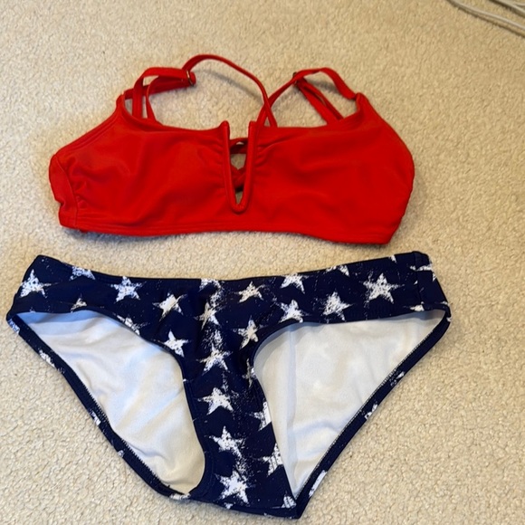 Bathing suit with red top and Star Print Bottoms - Picture 1 of 2